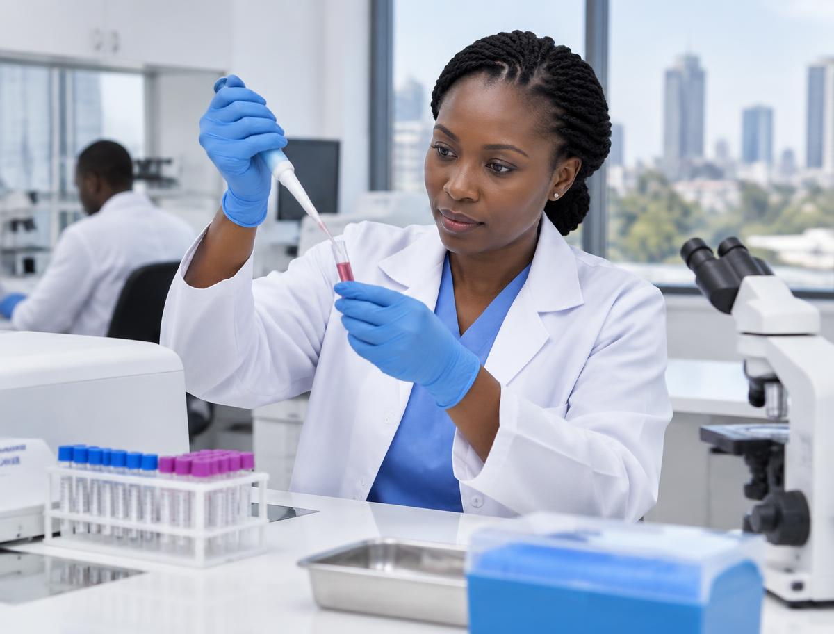 Laboratory professional carrying out diagnostic work