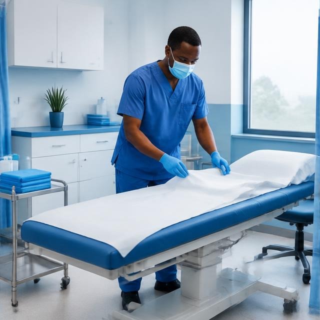 Clinician preparing a clean private treatment room