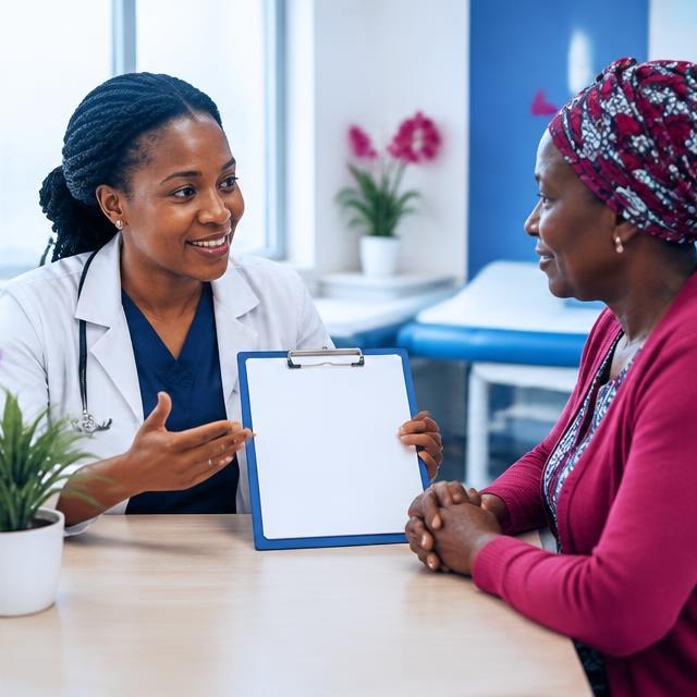 Patient discussing a blood pressure care plan