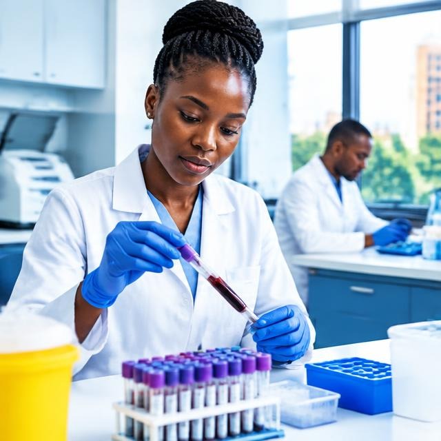 Laboratory professional preparing a patient sample
