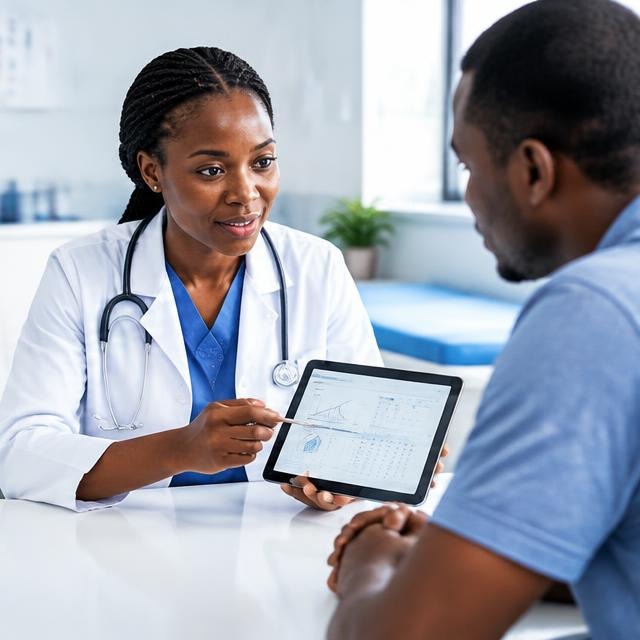 Clinician discussing diagnostic results with a patient