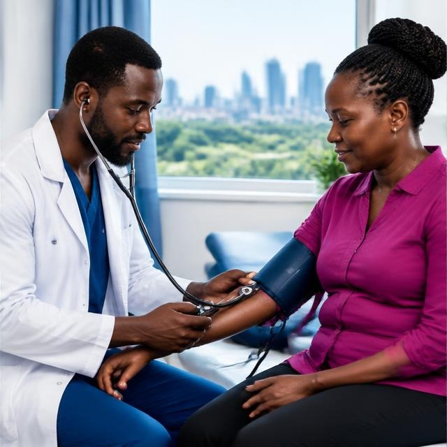 Clinician carrying out a routine outpatient check