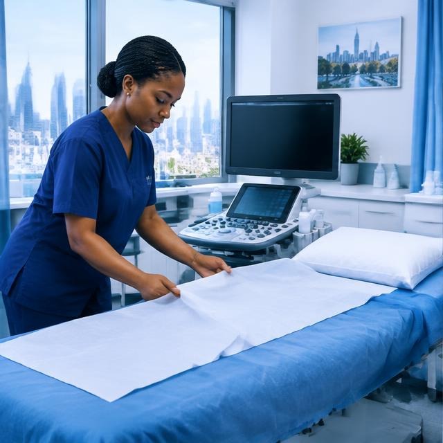 Clinician preparing an ultrasound room