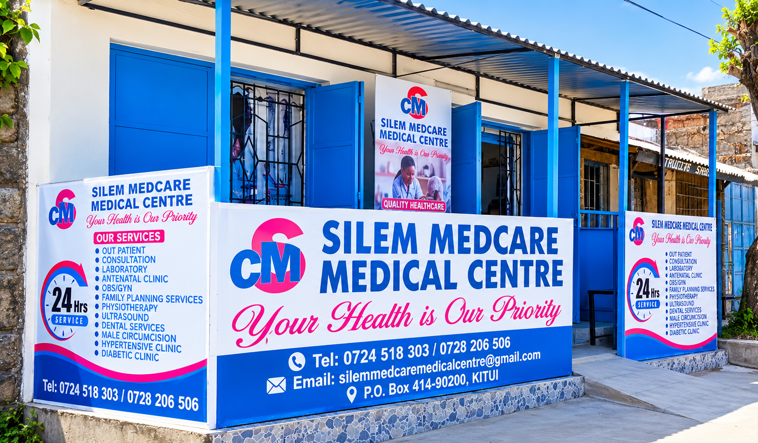 The front of Silem Medcare Medical Centre with its signage in Komarock